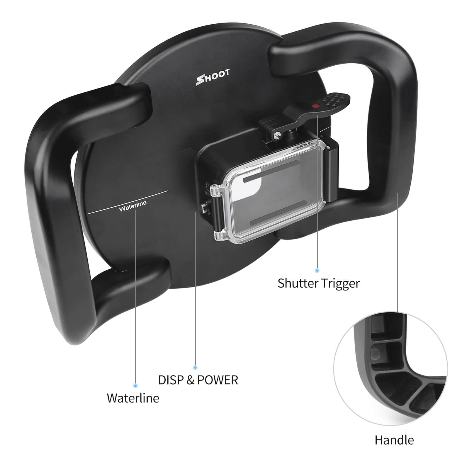 SHOOT Dome Port for the GoPro HERO 8 Black with handle stabilizer